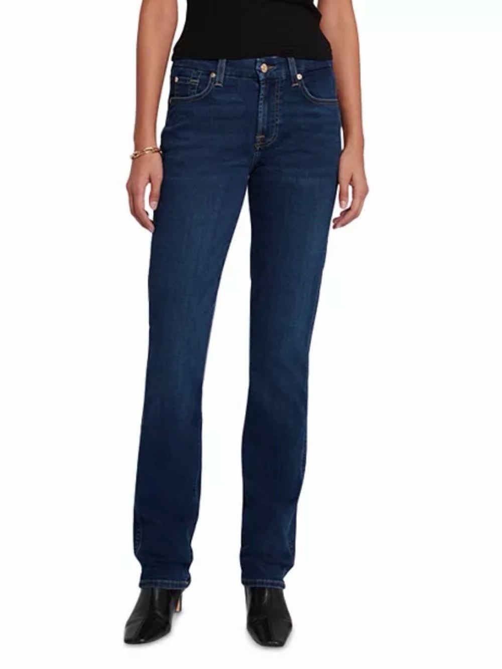 7 For All Mankind Mid Rise Kimmie Straight Leg Dark Blue Jeans Sz 27